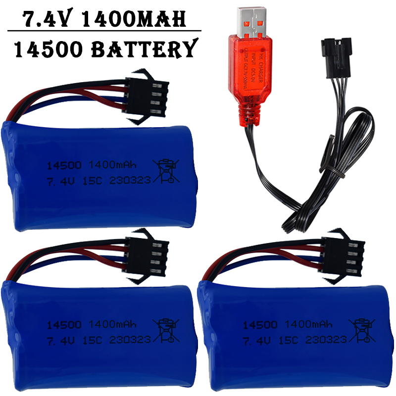 Rc Helicopter Charger - 7.4V 1400mAh 14500 Lithium-Ion Batterij/Met SM4P